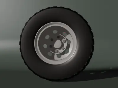 Heavy Duty Truck Tire with Steel Rims  Low-poly 3D model