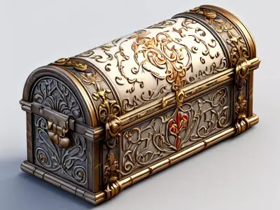 Ornate Treasure Chest 3D Model Low-poly 3D model