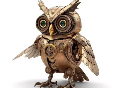 Mechanical Owl  3D Model Low-poly 3D model
