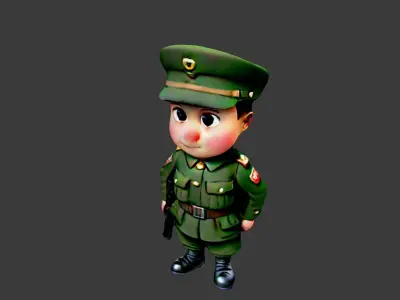 Cartoon World War II Soldier Low-poly 3D model purchase