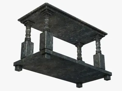 Ancient Black Stone Table Low-poly 3D model