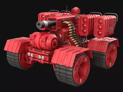 UGV Concept-3-Red-Clean Low-poly 3D model