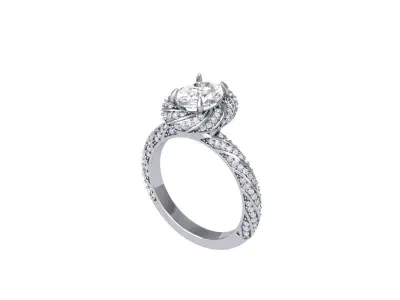Oval Art Deco infinity Ring 3D print model