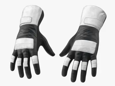  Professional Motorsport Gloves with Extended Cuff Black and White 