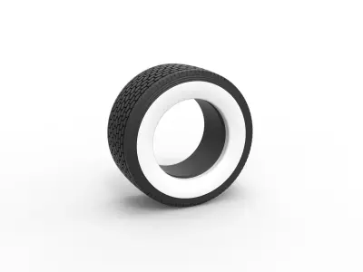 Super single semi Whitewall tire Scale 1 to 25 3D print model