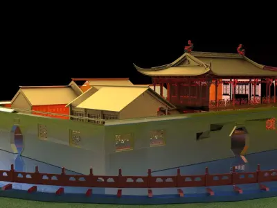 Chinese ancient courtyard house  3D model purchase