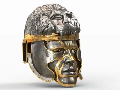Medieval lion helmet 3D model