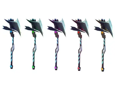 a set of cutting weapons Low-poly 3D model 9