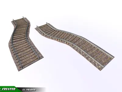 Lowpoly Railway Track Collection Pack 3d model Low-poly 3D model