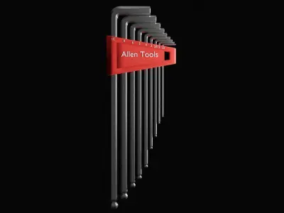 Allen key set - Long rounded 3D model