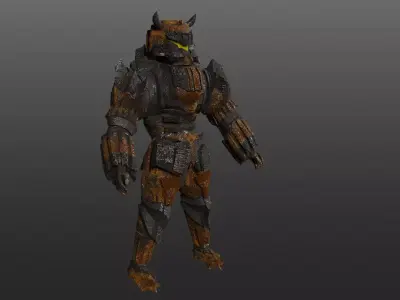Cyborg armored samurai Low-poly 3D model