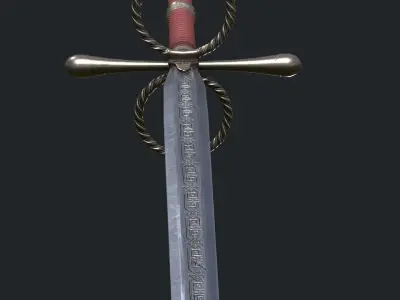 Two handed sword 01 Low-poly 3D model