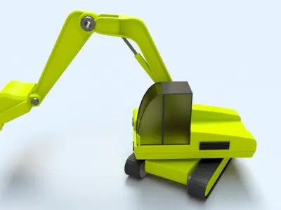 Cartoon Digger Excavator - Rigged and Animated Low-poly 3D model