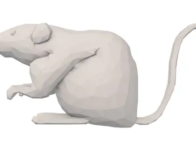 Low Poly Mouse two rat figurines Low-poly 3D model