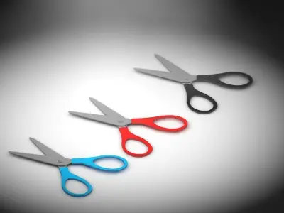 High poly model scissors three pairs of Free low-poly 3D model