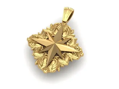 Windrose Star Compass Pendant 3D print model