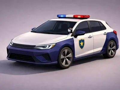 Low Poly Modern Police Car Vehicle Model PBR Texture Low-poly 3D model