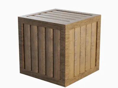 Wooden Box Crate Low-poly 3D model