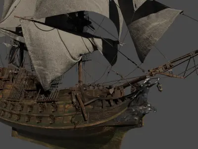 Black Pearl  Pirate Ship Low-poly 3D model