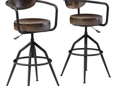 Industrial style swivel bar stool 3D model