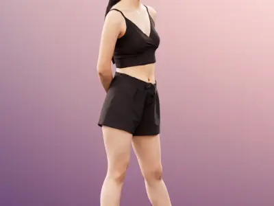 Anita 11361 - Sporty Asian Woman Standing Low-poly 3D model