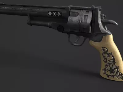 Revolver Low-poly 3D model 17