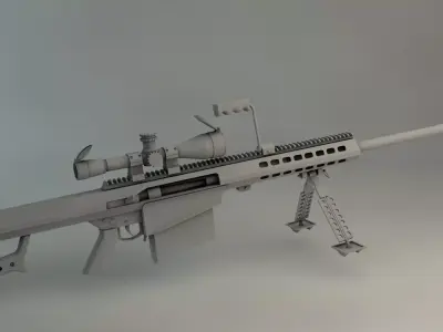 Barrett 3D Model sniper rifle Low-poly 3D model