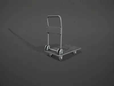 Folding Platform Truck Trolley - Grey Low-poly 3D model