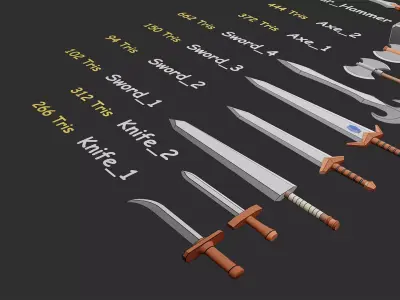 Stylized Melee Weapons Pack Low-poly 3D model