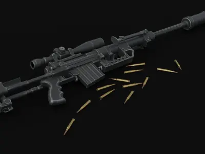 Game ready - M200 Rifle CheyTac Intervention Low-poly 3D model