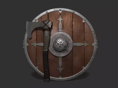 Shield and axe 3D model