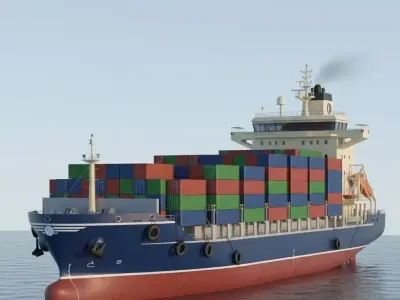 Commercial Cargo Ship  Realistic Low-Poly 3D Vessel Model Low-poly 3D model