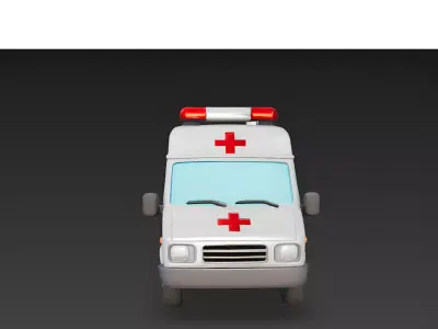 Stylized Ambulance Van 3D Model 3D Model Low-poly 3D model
