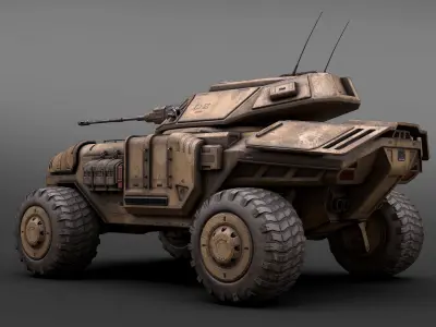 Sci Fi APC low poly desert Low-poly 3D model