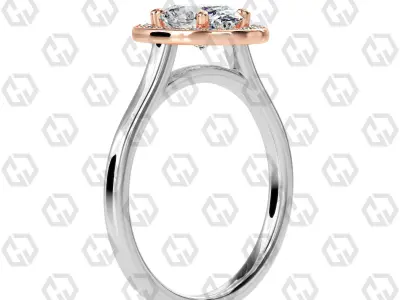 Ring 186 Oval Shape Cathedral Halo with Gems 3D print model