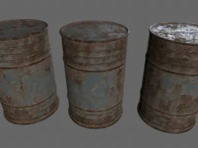 Barrel rusty oil barrels Low-poly 3D model
