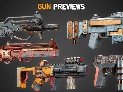 20 Game-Ready Futuristic Guns and Texture      Vol 10   Low-poly 3D model