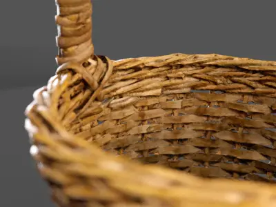 Wooden Wicker Basket 3D model