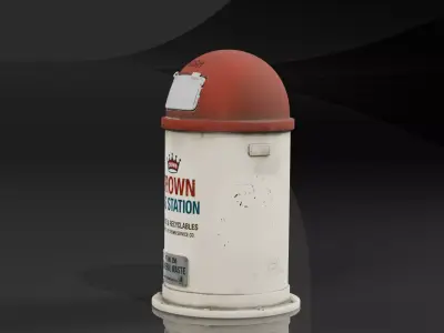 Vintage Gas Station Trash Can Free low-poly 3D model