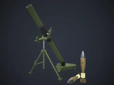Type PP87 81mm Mortar China Army  Low-poly 3D model