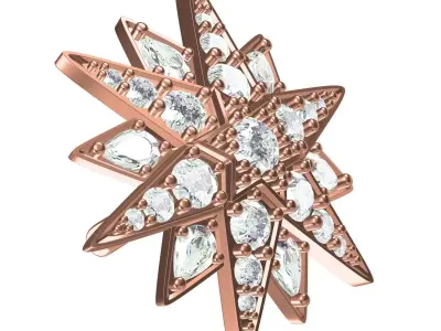 Antique Diamond Star Brooch 3D print model