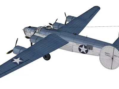Consolidated B-24 Liberator Low-poly 3D model