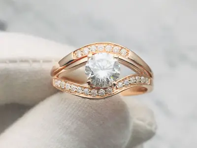 3DM Format Antique wedding ring set for women 3D print model