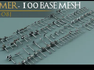 100 Models-Cold Weapons-Hammer Weapons-Game Ready Model-Vol 09 Low-poly 3D model