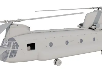 CH-47A Transport Helicopter with Cockpit Game Model Low-poly 3D model
