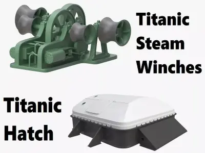 Titanic Steam Winches and Hatch 3D model