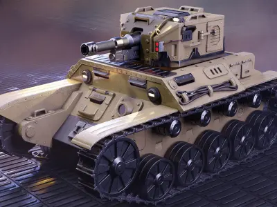 Retro-Futuristic Battle Tank Steel Wanderer Low-poly 3D model