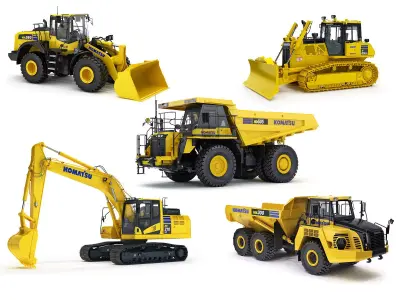 Collection Midsize Construction Machines Komatsu 3D model