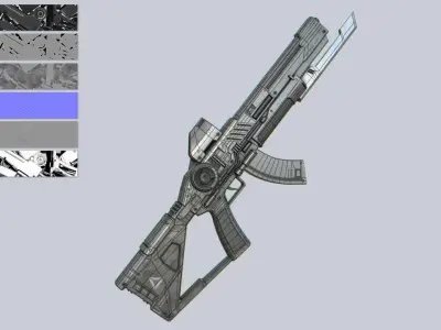 Scifi military gun Low-poly 3D model