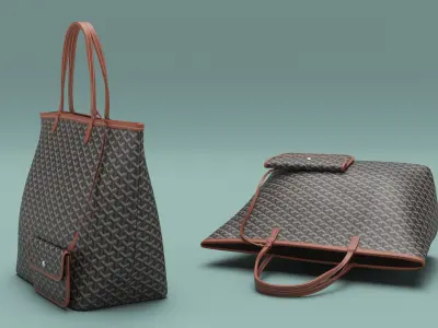  Goyard St Louis Handbag Black with Pouch 